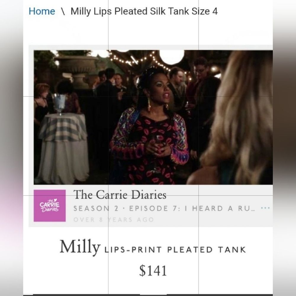 Milly Silk Hot Pink And Black Lips Tunic  Seen On The Carrie Diaries Size 8 - Picture 2 of 11